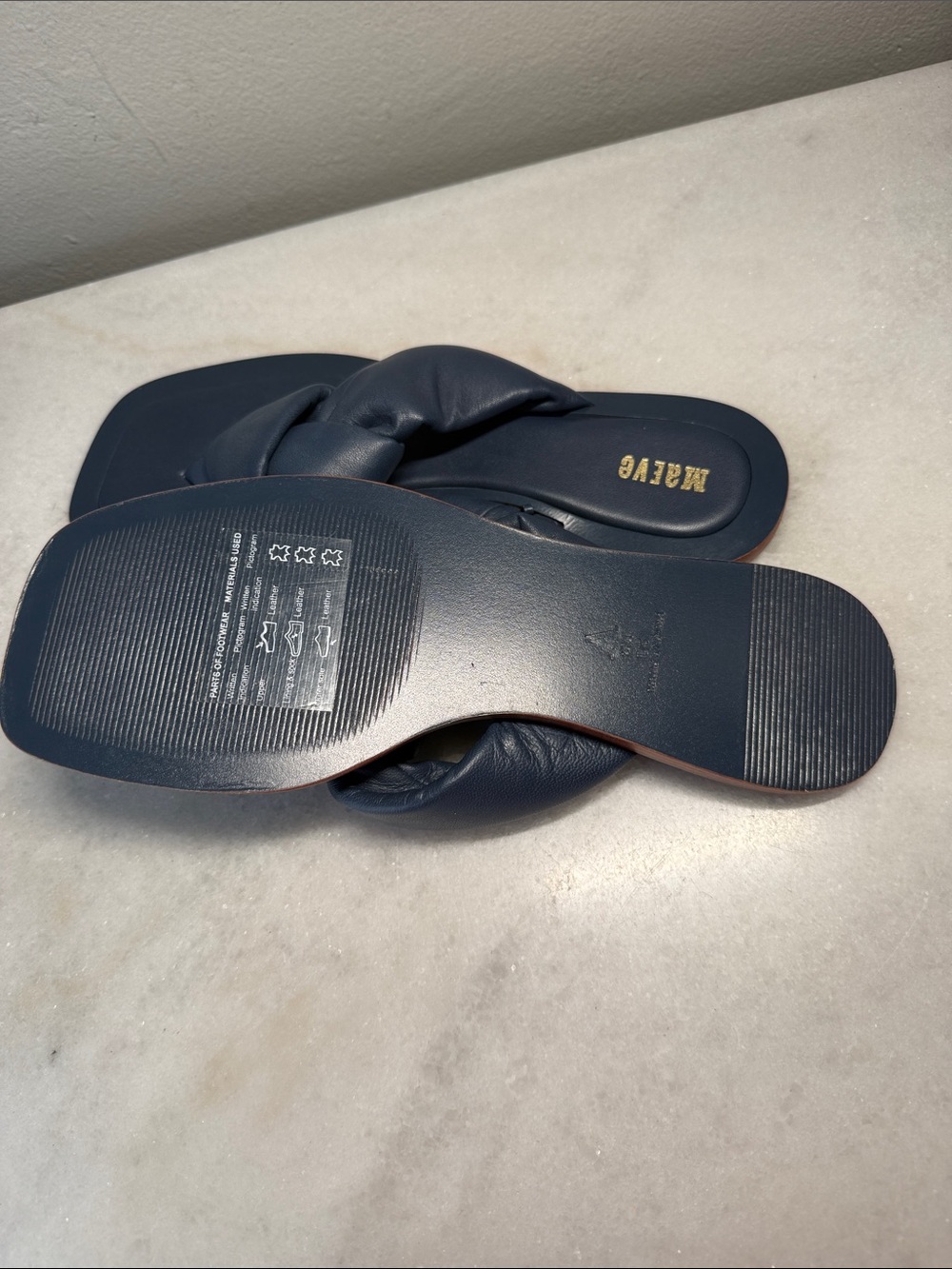 Maeve Chunky Knot Leather Women's Blue Sandals Flip Flops Sz 8 - Picture 3 of 7